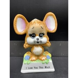 Vintage 1979 Ceramic Russ Berrie Mouse Figurine "I LOVE YOU THIS MUCH"